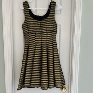 NWT Topshop Skater Dress - Cocktail Party - Black & Gold Stripes - US6/UK10